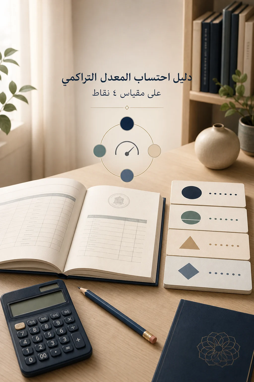 رسم توضيحي لحساب المعدل التراكمي على مقياس 4 نقاط